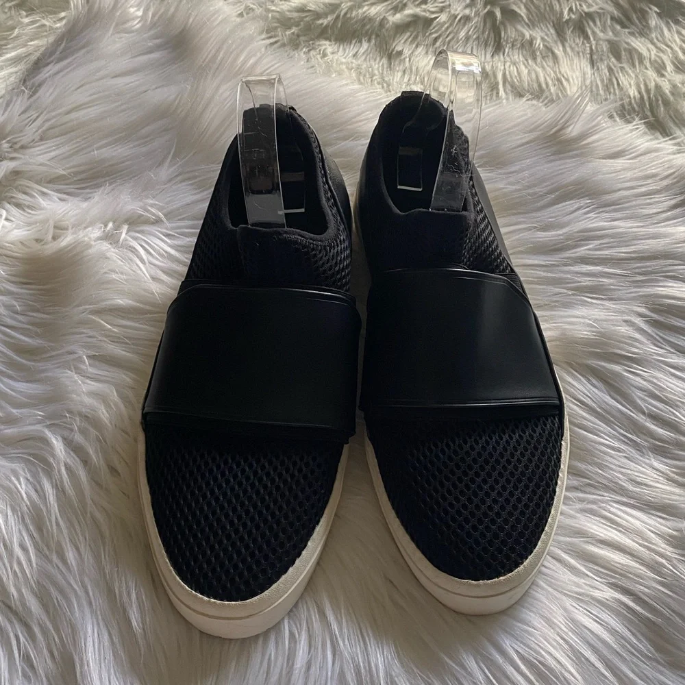 Zara Man size 44 black fabric & leather material sneakers slip ons loafers